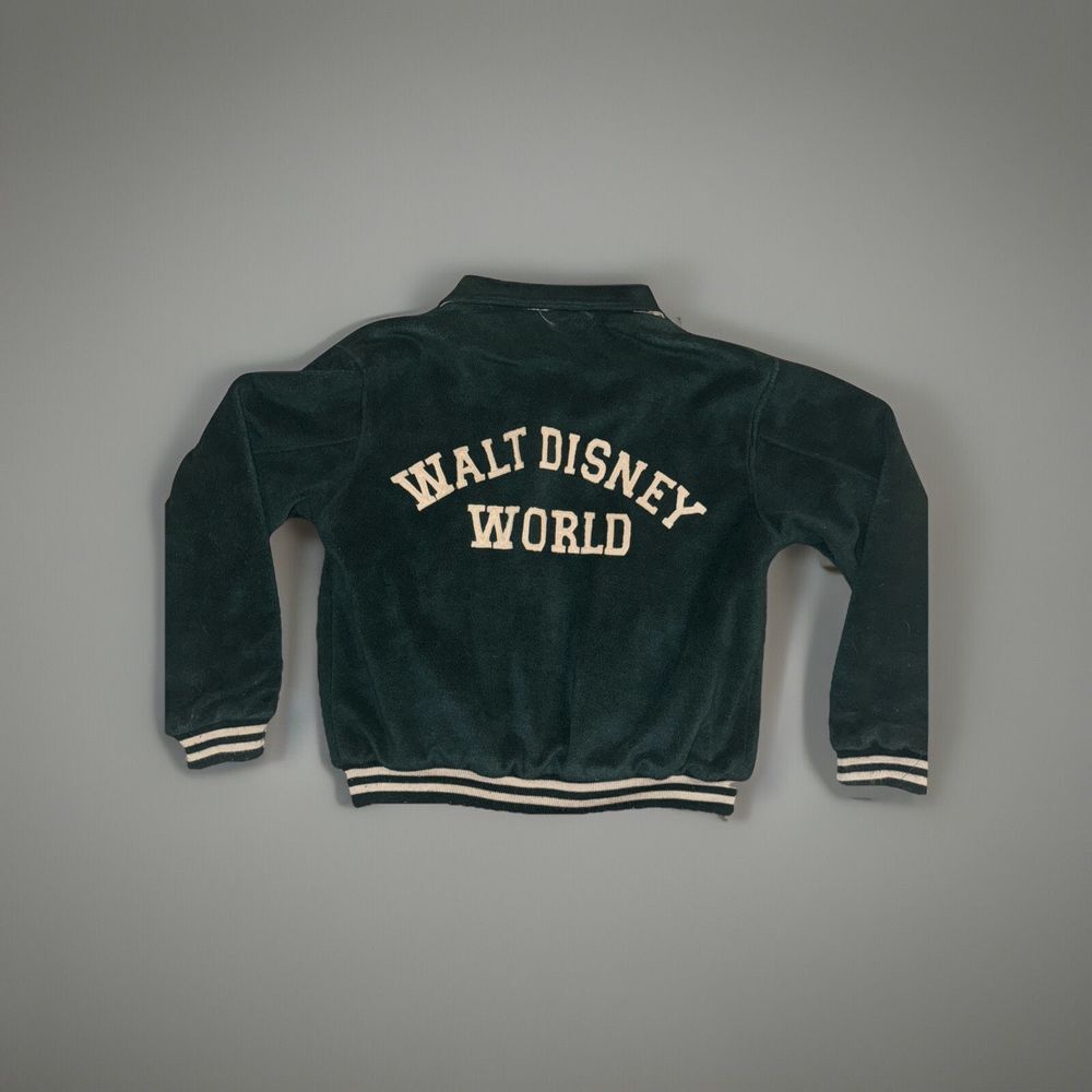 Vintage Y2K Walt Disney World Reversable Letterman Jacket Gray Green Medium